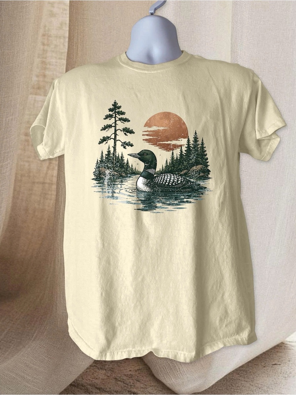 Gildan Cream Short Sleeve Loon Graphic Tee